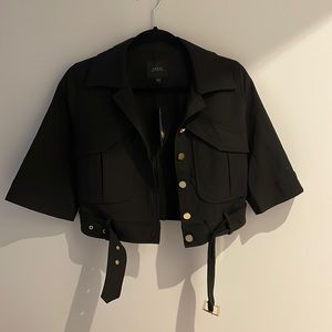 Guess Cropped Black Short Sleeve Jacket with belt